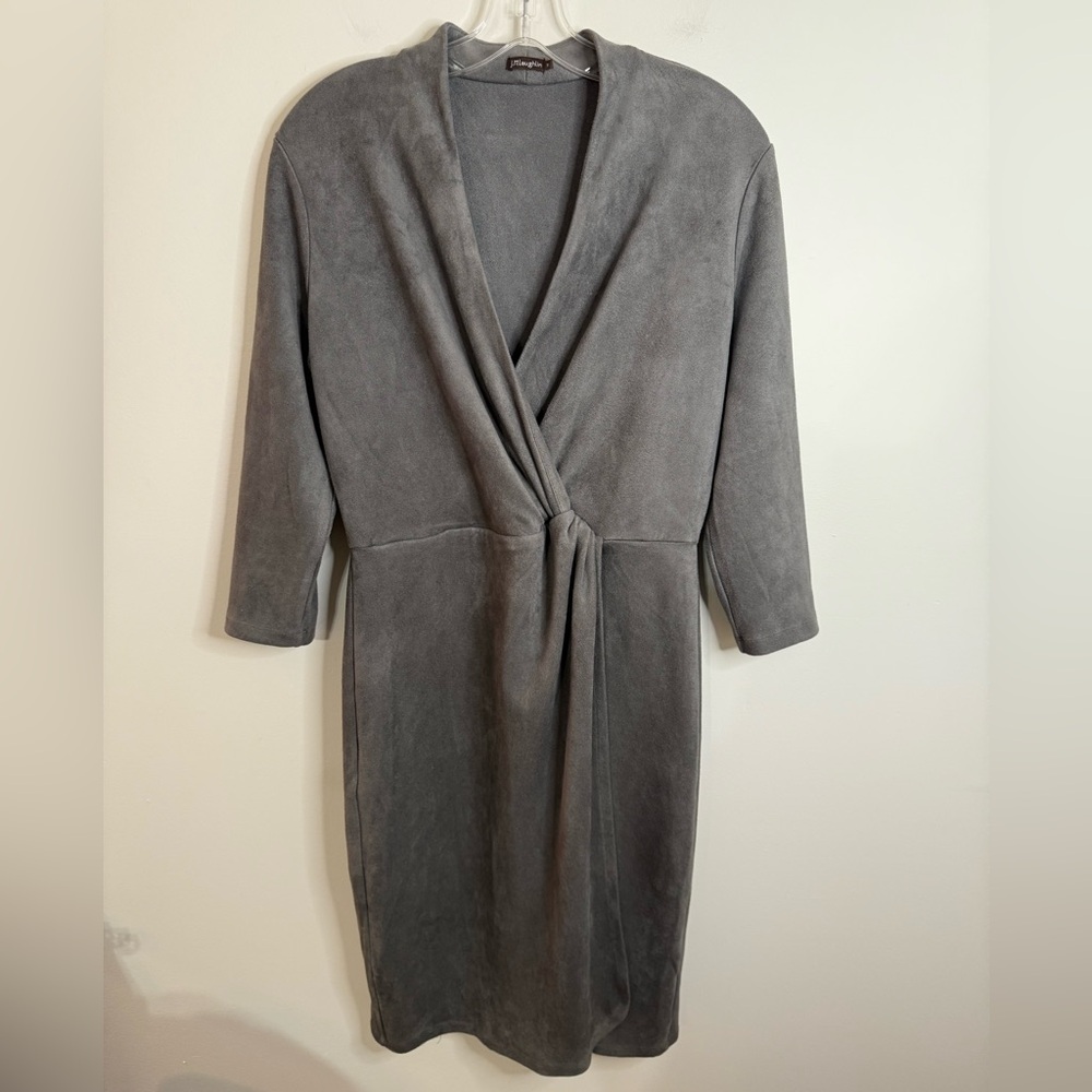 J. McLaughlin Lillian Gray Faux Suede Wrap Dress Medium